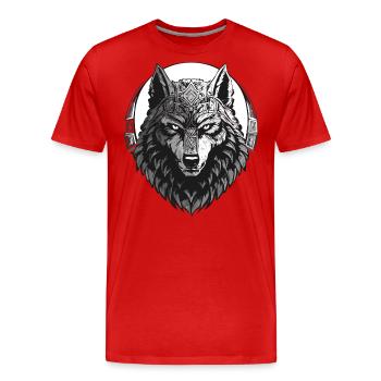 Walhalla Wolf Wölfe Odins Runen Nordischer Kompass - Männer Premium Bio T-Shirt - Rot - Vorne - Damien (186cm)