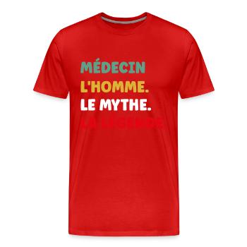 médecin - T-shirt bio Premium Homme - rouge - Devant - Damien (186cm)