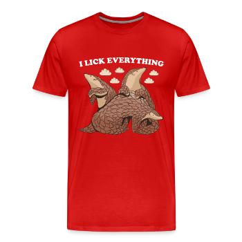 Je lèche tout Pangolin - T-shirt bio Premium Homme - rouge - Devant - Damien (186cm)