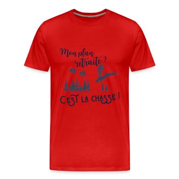 mon plan retraite cadeau chasseur humour - T-shirt bio Premium Homme - rouge - Devant - Damien (186cm)