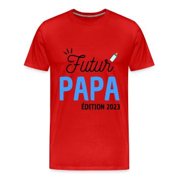 Futur papa édition 2023 - T-shirt bio Premium Homme - rouge - Devant - Damien (186cm)
