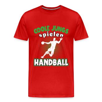 Coole Jungs spielen Handball, Handballer - Männer Premium Bio T-Shirt - Rot - Vorne - Damien (186cm)