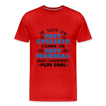 Papy Cycliste Cadeau Vélo Humor Grands-Parents - T-shirt bio Premium Homme - rouge - Devant - Damien (186cm)