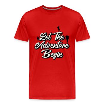 Das Abenteuer wartet auf Sie - Männer Premium Bio T-Shirt - Rot - Vorne - Damien (186cm)