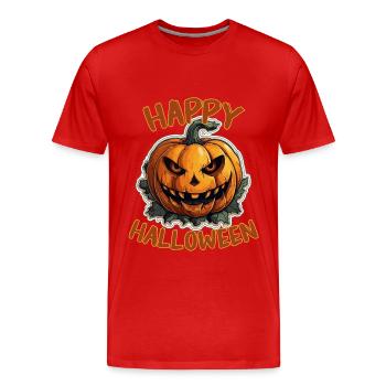 Happy Halloween Pumpkin. Geister Kürbis. - Männer Premium Bio T-Shirt - Rot - Vorne - Damien (186cm)