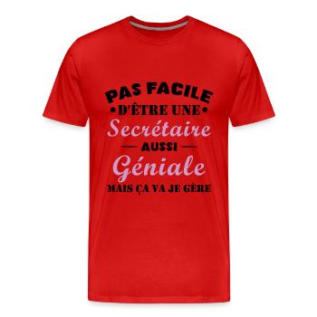 Secrétaire géniale cadeau drôle secrétaire - T-shirt bio Premium Homme - rouge - Devant - Damien (186cm)