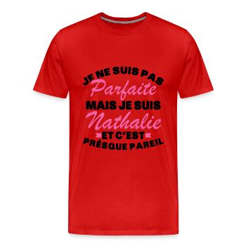 Nicht perfekt, aber ich bin Nathalie - Männer Premium Bio T-Shirt - Rot - Vorne - Damien (186cm)