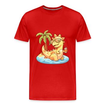 Dinosaure Stegosaurus Island Palm - T-shirt bio Premium Homme - rouge - Devant - Damien (186cm)