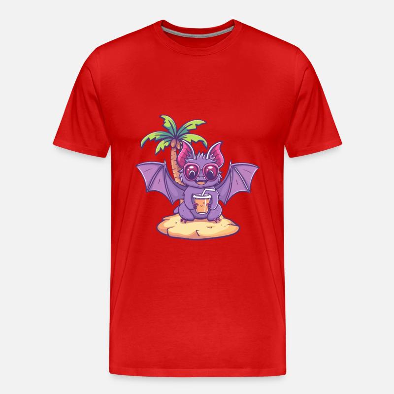 Fledermaus Sommer Urlaub - Männer Premium Bio T-Shirt - Rot