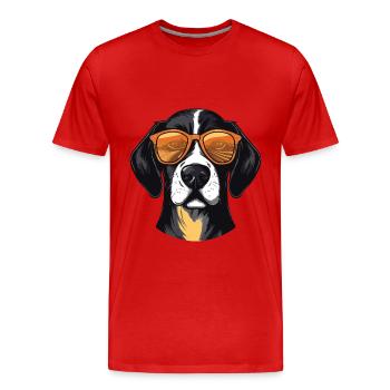 Beagle Hund Kopf Cool - Männer Premium Bio T-Shirt - Rot - Vorne - Damien (186cm)