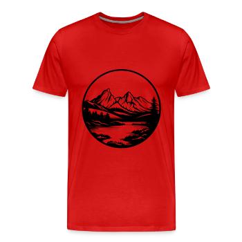 Berge Landschaft Natur Fluss - Männer Premium Bio T-Shirt - Rot - Vorne - Damien (186cm)