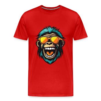 Tête de singe Fête drôle - T-shirt bio Premium Homme - rouge - Devant - Damien (186cm)