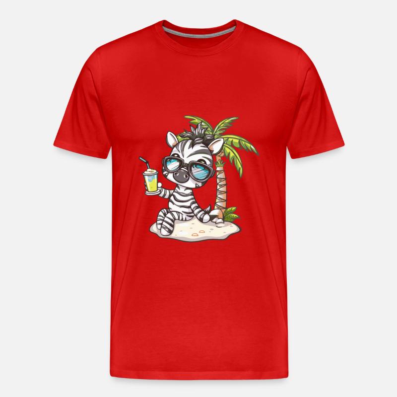 Zebra Summer Beach Comic - Men's Premium Organic T-Shirt - red