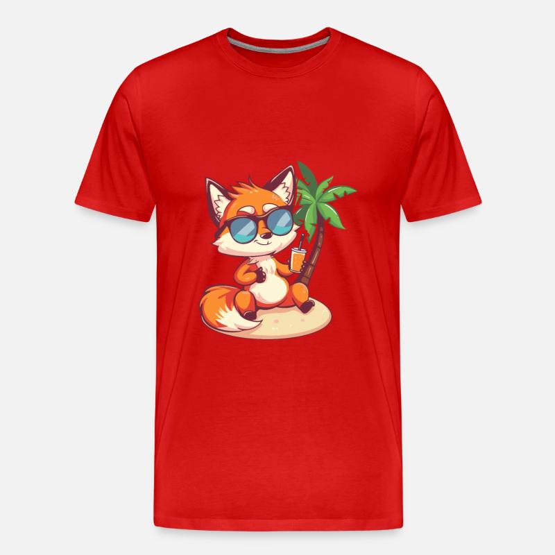 Fuchs Sommer Strand Comic - Männer Premium Bio T-Shirt - Rot