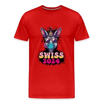 Suisse 2024 Fête Donkey Swiss - T-shirt bio Premium Homme - rouge - Devant - Damien (186cm)