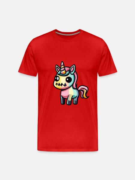 Einhorn Halloween Tier - Männer Premium Bio T-Shirt - Rot