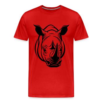 Nashorn Kopf - Männer Premium Bio T-Shirt - Rot - Vorne - Damien (186cm)