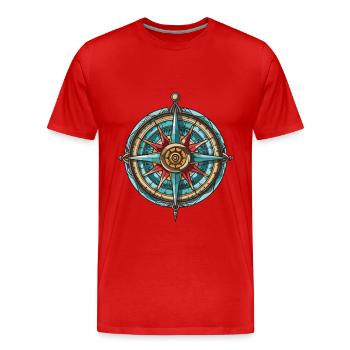 Boussole de voyage - T-shirt bio Premium Homme - rouge - Devant - Damien (186cm)