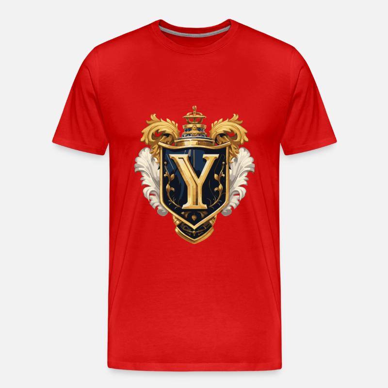 Y Buchstabe Logo Krone - Männer Premium Bio T-Shirt - Rot