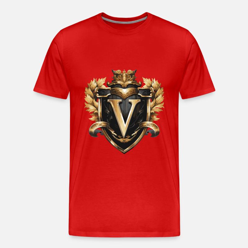 V Buchstabe Logo Krone - Männer Premium Bio T-Shirt - Rot