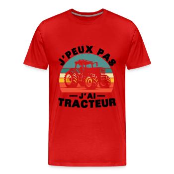 Ich kann nicht, ich habe ein Traktor-Humor-Geschenk - Männer Premium Bio T-Shirt - Rot - Vorne - Damien (186cm)