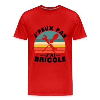 Je peux pas j'ai bricole Humour cadeau - T-shirt bio Premium Homme - rouge - Devant - Damien (186cm)