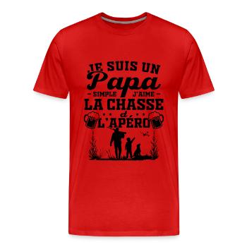 I'm a simple dad, I like hunting and aperitifs - Men's Premium Organic T-Shirt - red - Front - Damien (186cm)