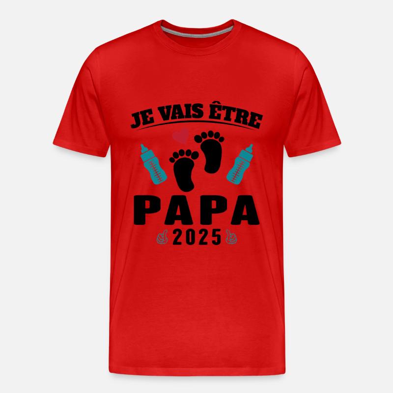 Mann Papa wird 2025 Geschenk - Männer Premium Bio T-Shirt - Rot