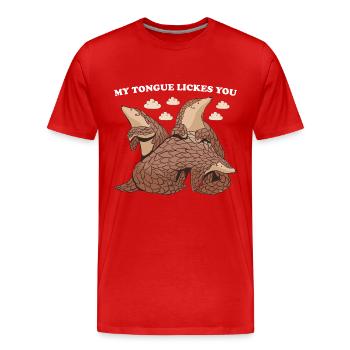 Ma langue te lèche Pangolin - T-shirt bio Premium Homme - rouge - Devant - Damien (186cm)
