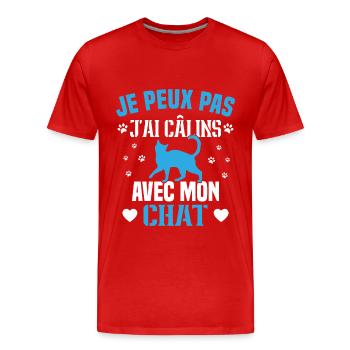 Ich kann nicht mit meiner Katze kuscheln Humor Katze - Männer Premium Bio T-Shirt - Rot - Vorne - Damien (186cm)