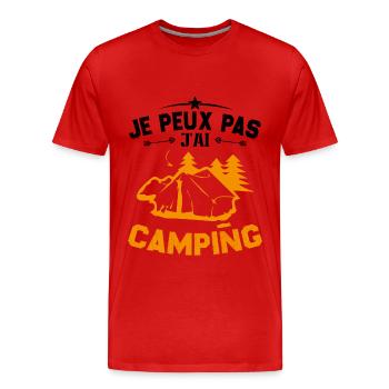 Ich kann nicht campen - Männer Premium Bio T-Shirt - Rot - Vorne - Damien (186cm)