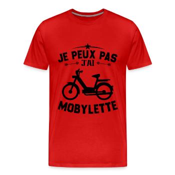 Ich kann nicht, ich habe ein Moped-Geschenk - Männer Premium Bio T-Shirt - Rot - Vorne - Damien (186cm)
