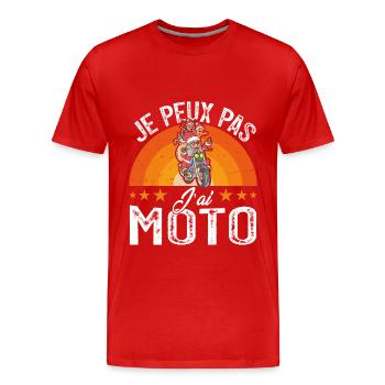 Je peux pas j ai moto - T-shirt bio Premium Homme - rouge - Devant - Damien (186cm)