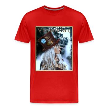 Steampunk Victorian Society - Men's Premium Organic T-Shirt - red - Front - Damien (186cm)