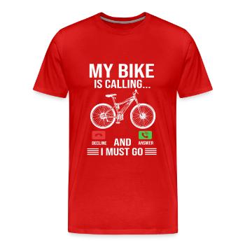 E-Bike EBike E Bike - T-shirt bio Premium Homme - rouge - Devant - Damien (186cm)