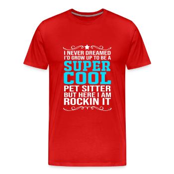 Haustier Sitter Haustiere Babysitter - Männer Premium Bio T-Shirt - Rot - Vorne - Damien (186cm)