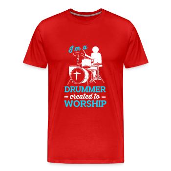 Drumsticks Drums Drummers - Men's Premium Organic T-Shirt - red - Front - Damien (186cm)