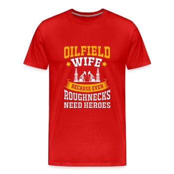 Ölfeld Ehefrau Bohrinsel Ölbohrinsel - Männer Premium Bio T-Shirt - Rot - Vorne - Damien (186cm)