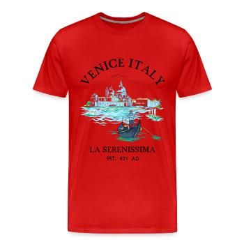 Venise Gondole Italie Rétro City Getaway T-Shirt - T-shirt bio Premium Homme - rouge - Devant - Damien (186cm)