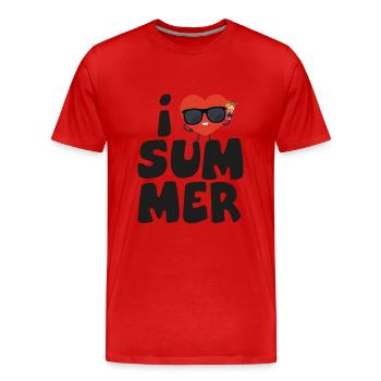 J’adore l’été2 - T-shirt bio Premium Homme - rouge - Devant - Damien (186cm)