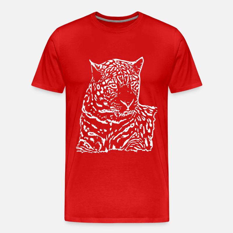 leopard weiß - Männer Premium Bio T-Shirt - Rot