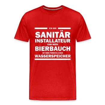 Sanitärinstallateur - Bierbauch mein Speicher - Männer Premium Bio T-Shirt - Rot - Vorne - Damien (186cm)