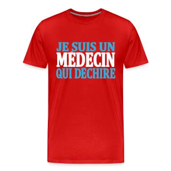 Je suis un médecin qui déchire - T-shirt bio Premium Homme - rouge - Devant - Damien (186cm)