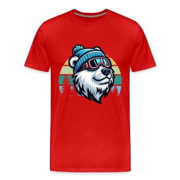 Ski Bear Ours polaire Lunettes de ski Rétro Ski Vacances - T-shirt bio Premium Homme - rouge - Devant - Damien (186cm)