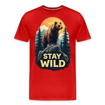 Ours Restez sauvage - T-shirt bio Premium Homme - rouge - Devant - Damien (186cm)
