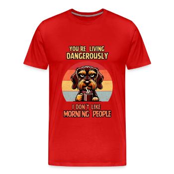 I don ́t like morning people, morning grouch, dachshund - Men's Premium Organic T-Shirt - red - Front - Damien (186cm)