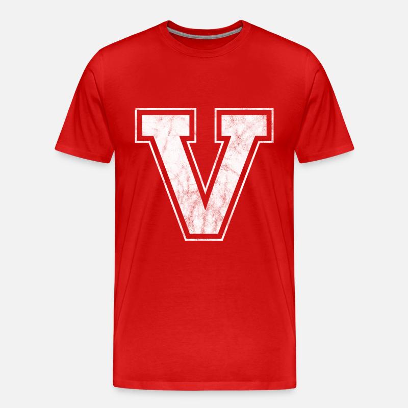 Buchstabe V - Männer Premium Bio T-Shirt - Rot