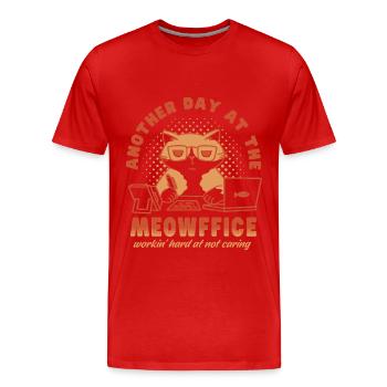 Ein weiterer Tag im Meowffice - Männer Premium Bio T-Shirt - Rot - Vorne - Damien (186cm)