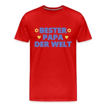 Bester Papa der Welt | Geschenk Vatertag 2025 - Männer Premium Bio T-Shirt - Rot - Vorne - Damien (186cm)