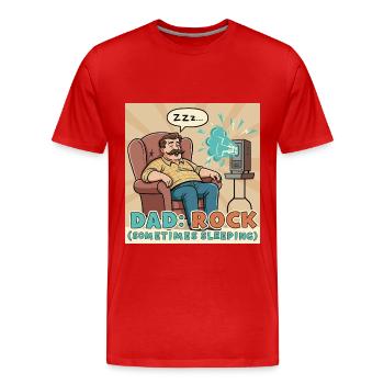 Papa: Fels - Männer Premium Bio T-Shirt - Rot - Vorne - Damien (186cm)